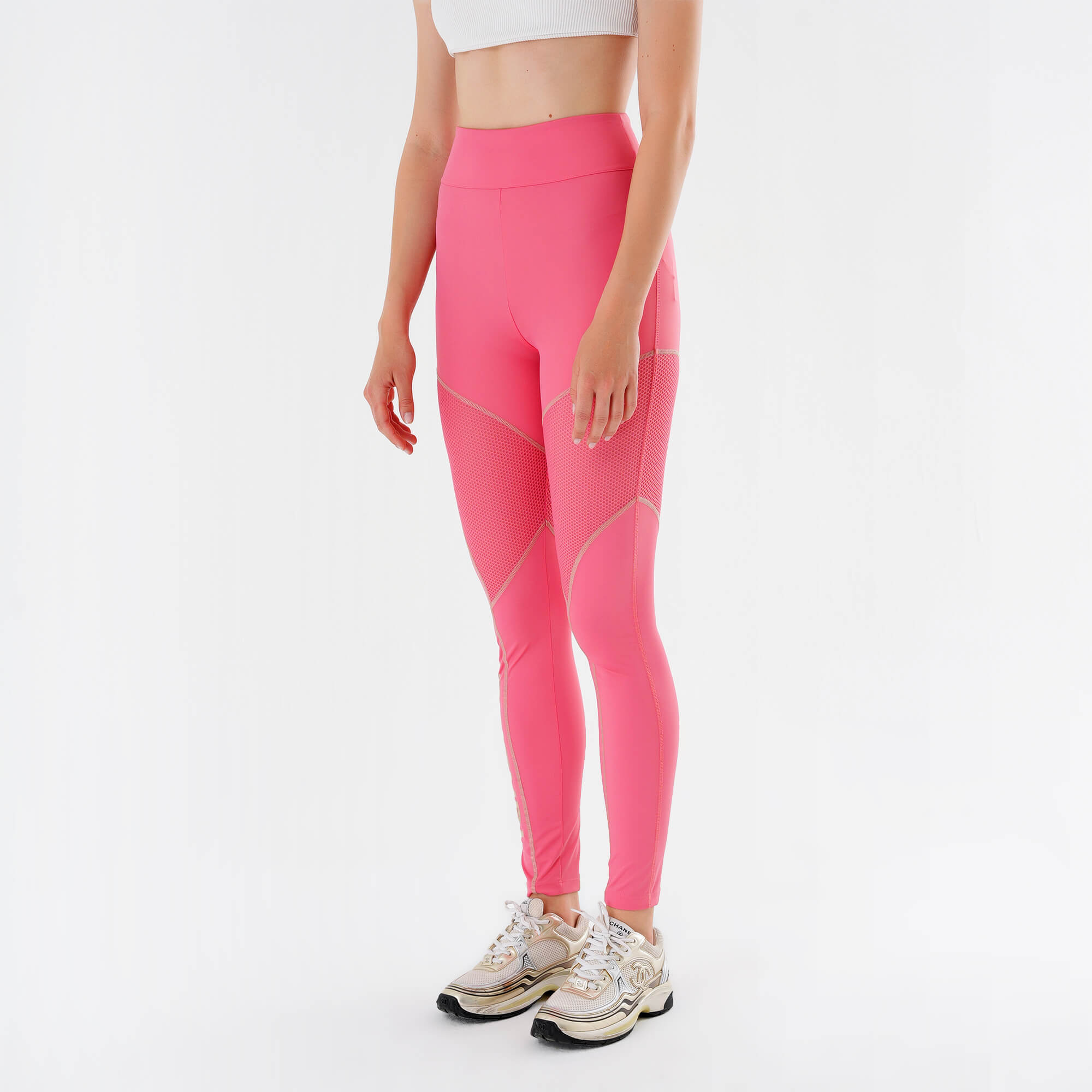 Fendi - Pink & Beige Mirror Gym Leggings M